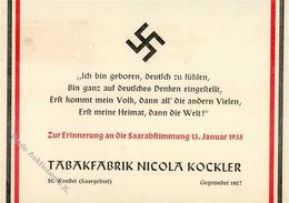 WK II Saarabstimmung Tabakfabrik Nicola Kockler I-II - Guerra 1939-45