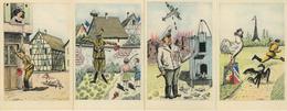 Anti Propaganda Frankreich WK II 4'er Set Künstler-Karten Sign. Jaegy, A. I-II - War 1939-45