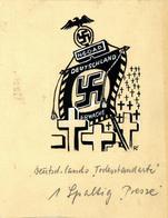 Anti Propaganda WK II Deutschlands Todesstandarte Entwurf Handgemalt I-II (fleckig) - War 1939-45