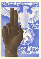 Propaganda WK II 14. Parteigründungstag 1934 Sign. Rinne Künstler-Karte I-II - Guerra 1939-45
