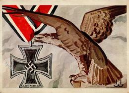 Propaganda WK II Eisernes Kreuz Adler Künstler-Karte II (Ecken Abgestoßen, Stauchung) - War 1939-45