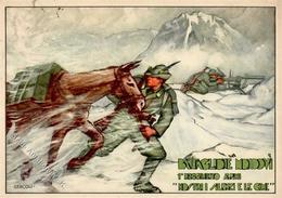 Propaganda WK II Italien Battaglione Alpini Mondovi Künstlerkarte I-II (Marke Entfernt) - War 1939-45