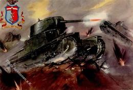 Propaganda WK II Italien Panzer  Künstlerkarte I-II (Marke Entfernt) Réservoir - War 1939-45