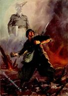 Propaganda WK II Italien Soldat Bajonett Künstlerkarte I-II - War 1939-45