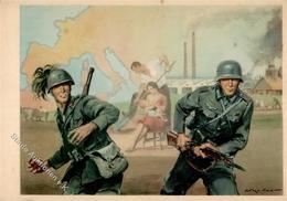 Propaganda WK II Italien Soldaten Künstlerkarte I-II - War 1939-45