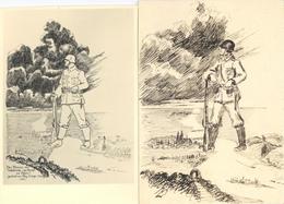 WK II Die Wacht Am Rhein 1 X Künstler-Karte U. 1 X Handgemalt I- - Guerre 1939-45