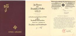WK II MILITARIA - EHREN-URKUNDE Mit Anschrieben Und Verleihungs-Urkunde GOLDENES TREUDIENST-EHRENZEICHEN 1941 I-II - War 1939-45