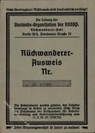 Dokument WK II Rückwanderer Ausweis I-II - Guerre 1939-45