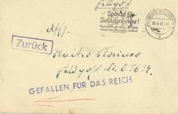 FELDPOST WK II - Feldpostbrief 1941 Mit Lang-o -GEFALLEN FÜR DAS REICH- I-II - Oorlog 1939-45