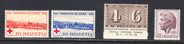 Switzerland 1939,1943,1946 Mint Mounted, Sc# 268-269,287,306 - Unused Stamps