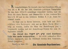 Judaika Warasdin Kroatien Gemeinde Repräsentanz Ganzsache 1874 I-II (fleckig) Judaisme - Judaika