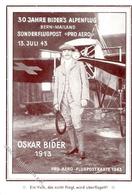 Flugzeug Oskar Bider Pro Aero Flugpostkarte 1943 Mit Sonderstempel I-II Aviation - Autres & Non Classés