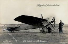 Sanke, Flugzeug Nr. 257 L.V.G. Eindecker Erich Kulisch Flugplatz Johannisthal Foto AK I-II Aviation - Andere & Zonder Classificatie