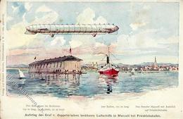 Zeppelin Aufstieg Friedrichshafen Künstler-Karte I-II Dirigeable - Dirigeables