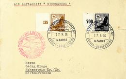 Zeppelinpost 1936 8. Nordamerikafahrt Brief Mit Luftschiff Hindenburg über New York Nach Hohenstein-Ernstthal, Seitliche - Airships