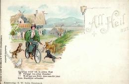Fahrrad All Heil Hunde   Lithographie I-II Cycles Chien - Other & Unclassified