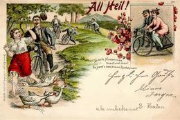 Fahrrad All Heil Lithographie 1897 I-II Cycles - Sonstige & Ohne Zuordnung