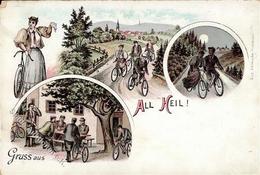 Fahrrad All Heil Lithographie I-II (Ecke Abgestoßen) Cycles - Andere & Zonder Classificatie