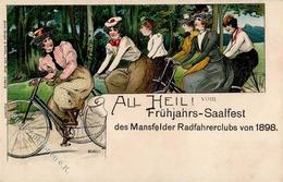 Fahrrad Mansfelder Radfahrerclub Frühjahrs Saalfest Sign. Michaelis Künstlerkarte I-II Cycles - Sonstige & Ohne Zuordnung