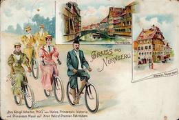 Fahrrad Nürnberg (8500) Prinz Von Wales Prinzessin Victoria U. Prinzessin Maud Auf Helical Premier Fahrrädern  Lithograp - Altri & Non Classificati