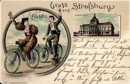 Fahrrad Strasbourg (67000) Frankreich All Heil Lithographie 1898 I-II (Ecken Abgestoßen) Cycles - Sonstige & Ohne Zuordnung