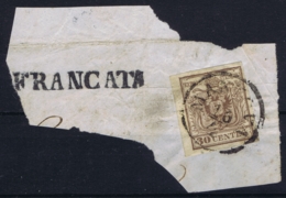 Lombardo Veneto Sa 8 On Fragment Mantova 16-4-1851 Cancel FRANCATA - Lombardo-Veneto