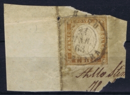 Sardegna Sa 14 Obl./Gestempelt/used On Fragment  Mi Nr 11  Carrara 21-3-1853 Nice Borders - Sardinia