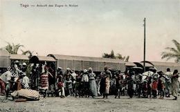 Kolonien Togo Ankunft Des Zuges In Noepe Stpl. Deutsche Seepost Linie Hamburg Westafrika 18.6.12 I-II Colonies - Africa