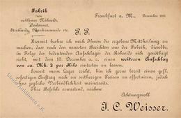 Vorläufer Frankfurt (6000) Nähseiden Fabrik 1881 I-II - Sonstige & Ohne Zuordnung