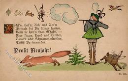 Vorläufer Stettin Jagd Fuch Hase Neujahr  1888 I-II Bonne Annee Chasse - Altri & Non Classificati