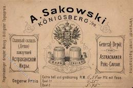 Vorläufer Ca. 1880 Königsberg Ostpr. Kaviar Werbung A. Sakowski Text Deutsch Russisch II (fleckig, Ecke Abgestoßen, Mark - Other & Unclassified