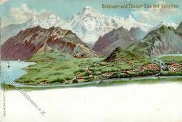 Berggesicht Brienzer U. Thuner See Mit Jungfrau Künstlerkarte I-II (RSAbschürfung) - Sonstige & Ohne Zuordnung