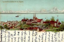 Berggesicht Neuchatel Und Die Alpen Künstlerkarte 1898 I-II - Otros & Sin Clasificación