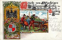 Schützenfest Kronberg (6242) 500 Jähr. Jubiläumsschießen Lithographie 1898 I-II - Tiro (armas)