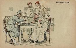 Schach WK I Lazarett Künstlerkarte I-II - Chess