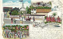 Berlin (1000) Gasthaus Deutsche Konzerthallen Gustav Preilipper Eisenbahn Lithographie 1903 I-II Chemin De Fer - Cameroun