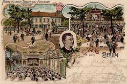 Berlin Prenzlauer Berg (1000) Fröbels Allerlei Theater Schönhauser Allee 148 Straßenbahn Lithographie 1902 I-II - Kamerun