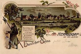 Hermsdorf (1000) Ortsansicht Mondschein Gedicht  Lithographie 1902 I-II (Ecken Abgestoßen) - Kamerun