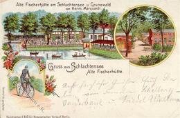 Schlachtensee (1000) Gasthaus Alte Fischerhütte H. Marquardt  Lithographie 1897 II (Stauchung) - Cameroon