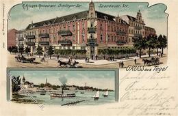 Tegel (1000) Gasthaus R. Kluge Schlieper Straße Spandauer Straße  Lithographie 1904 I-II - Kamerun