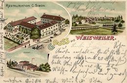 Weisweiler (5180) Gasthaus C. Simon Bahnhof Eisenbahn Lithographie 1905 I-II Chemin De Fer - Kamerun