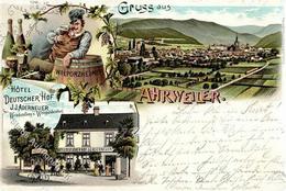 Ahrweiler (5483) Hotel Deutscher Hof  Lithographie 1898 II- (Riß, Repariert, Stauchung) - Kamerun