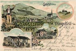 Dümpelfeld (5489) Gasthaus Strohe Bahnhof Eisenbahn  Lithographie 1903 II- (Riß) Chemin De Fer - Kamerun