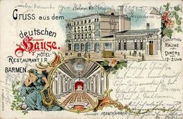 Barmen (5600) Hotel Zum Deutschen Hause Straßenbahn Lithographie 1899 I-II - Kamerun