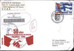 Mailed FDC 50 Years Diplomatic Relations With Finland 2013  From  Cuba - Lettres & Documents