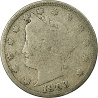 Monnaie, États-Unis, Liberty Nickel, 5 Cents, 1903, U.S. Mint, Philadelphie, B - 1883-1913: Liberty (Liberté)