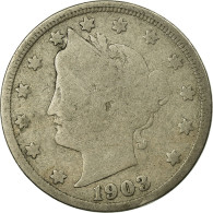 Monnaie, États-Unis, Liberty Nickel, 5 Cents, 1903, U.S. Mint, Philadelphie, B - 1883-1913: Liberty