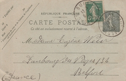 France Alsace Cachet Buhl Haute Alsace Sur Entier Postal 1921 - Alsace Lorraine