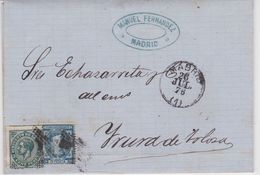 Spain-1876 Postage Paid 15 Cents On Madrid Entire Letter Cover To Tolosa - Covers & Documents