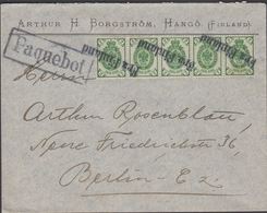 1906. 5-strip 2 KOP  Fra Finland To BERLIN KJØBENHAVN 2 OMB -1.1.06  Paquebot. ARTHUR... () - JF306186 - Covers & Documents